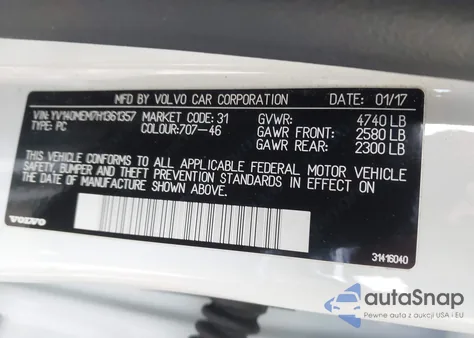 2017 Volvo V60 T5 Platinum z USA, uszkodzony, nr VIN YV140MEM7H1361357